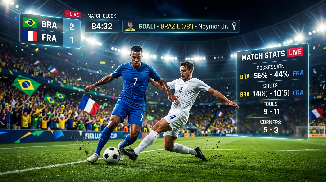 skor langsung piala dunia, update gol world cup, waktu pertandingan berjalan, statistik live sepak bola, hasil terkini pertandingan, live match world cup