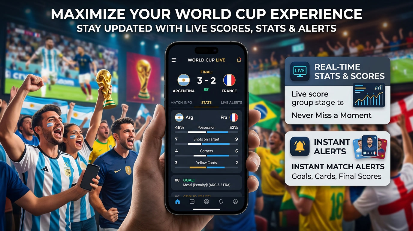 livescore Piala Dunia, skor real-time, statistik langsung sepak bola, notifikasi hasil pertandingan